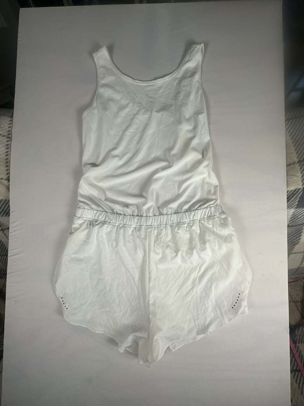 Halara White Athleisure Open-Back Tank Romper XL#1077